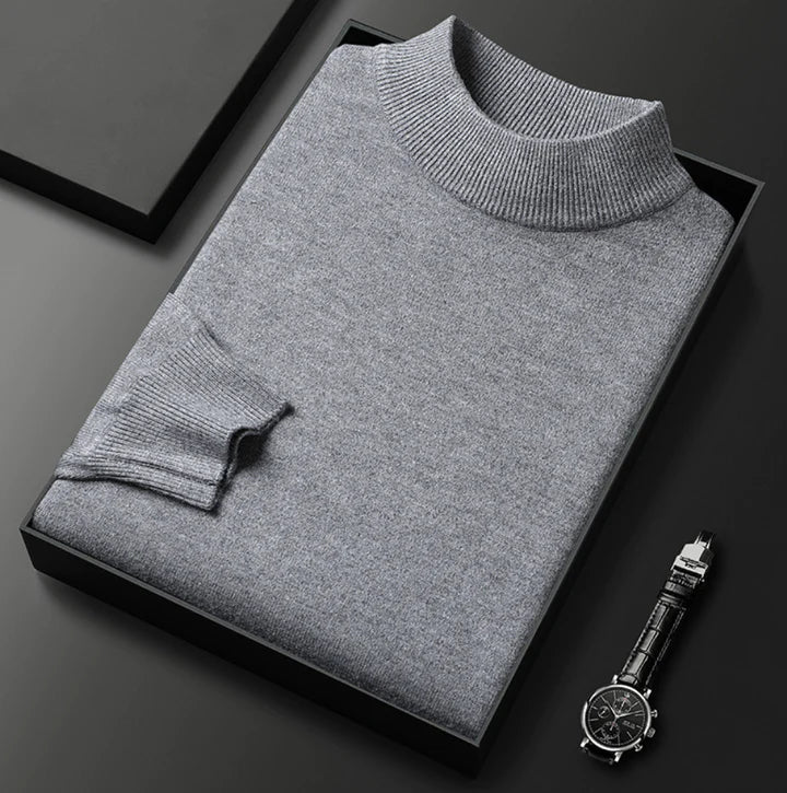 Men's Elegant Warm Turtleneck Winter Sweater in Gray