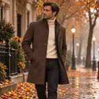 Men's Tailored Stand Collar Quilted Winter Overcoat