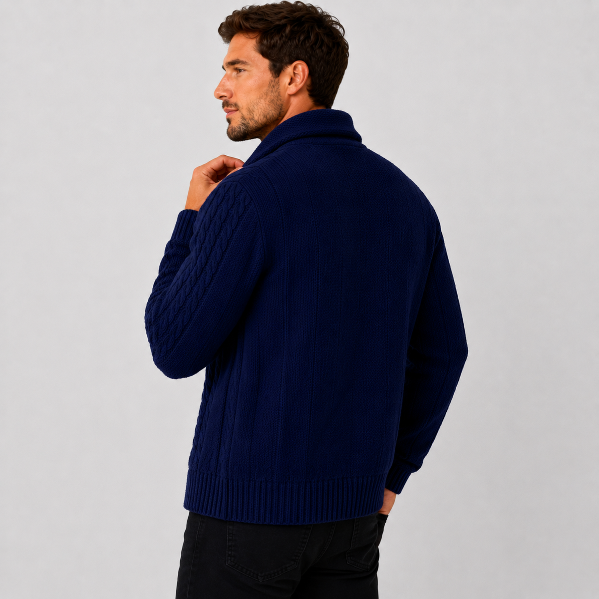 Men's Classic Cable Knit Button-Front Cardigan
