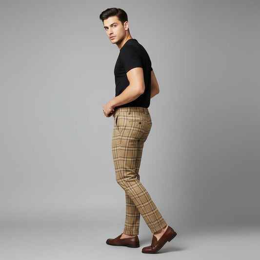 Sasha Checked Chinos | Men's Casual Trousers