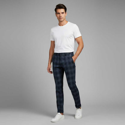Sasha Checked Chinos | Men's Casual Trousers