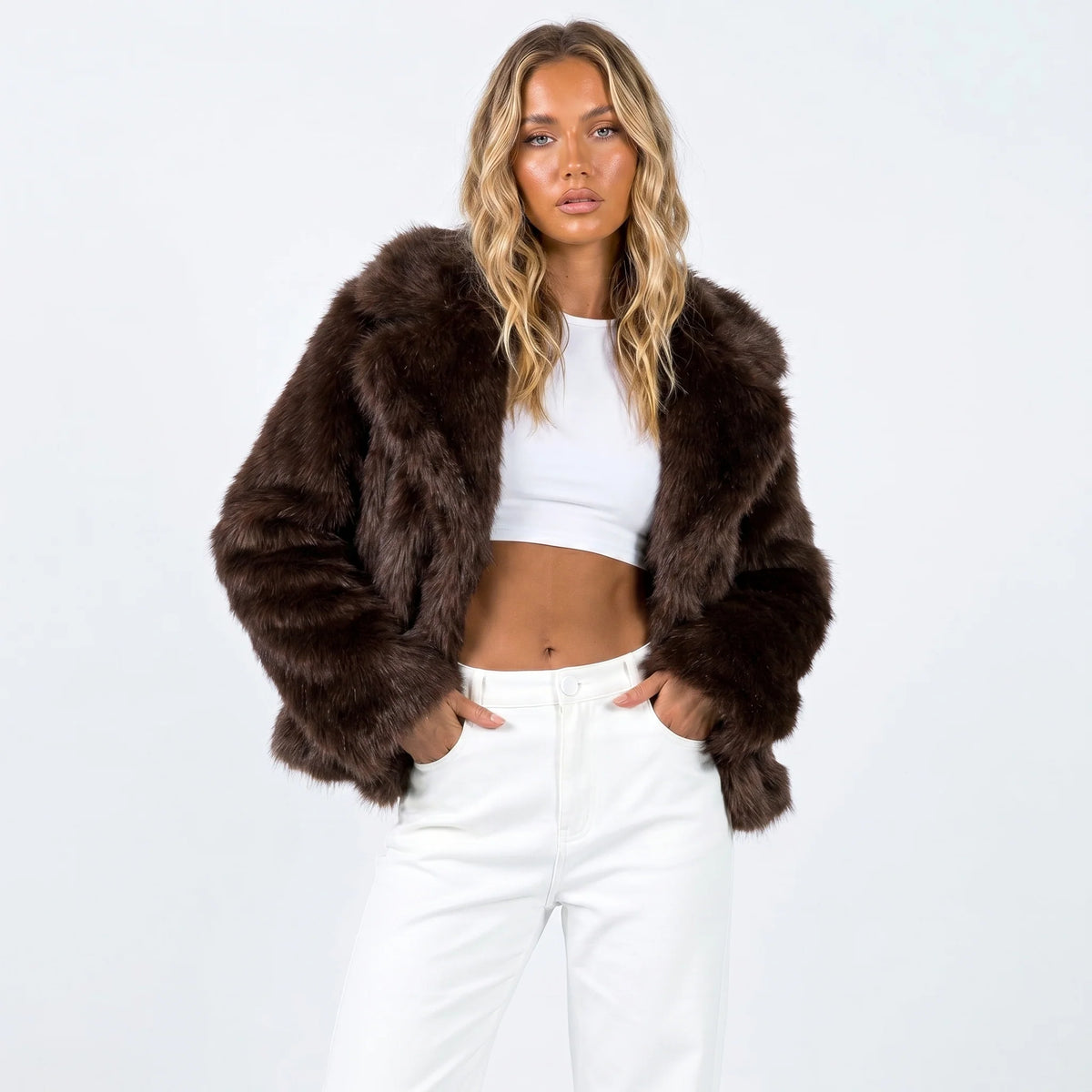 Women's Cozy Zip-Up Faux Fur Jacket