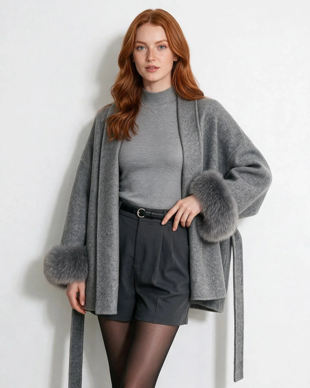 Women's Cozy Wide Shawl Collar Belted Coat