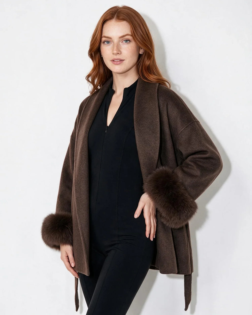 Women's Cozy Wide Shawl Collar Belted Coat
