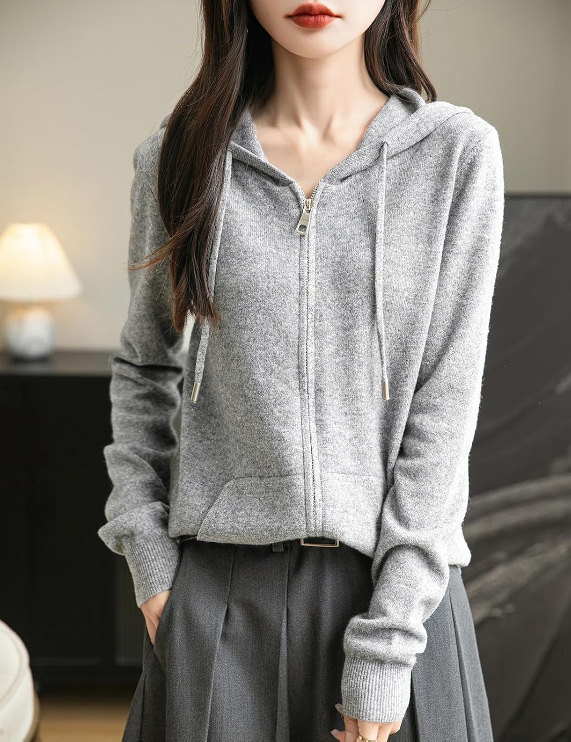 Women's Cozy Hooded Zip-Up Cardigan