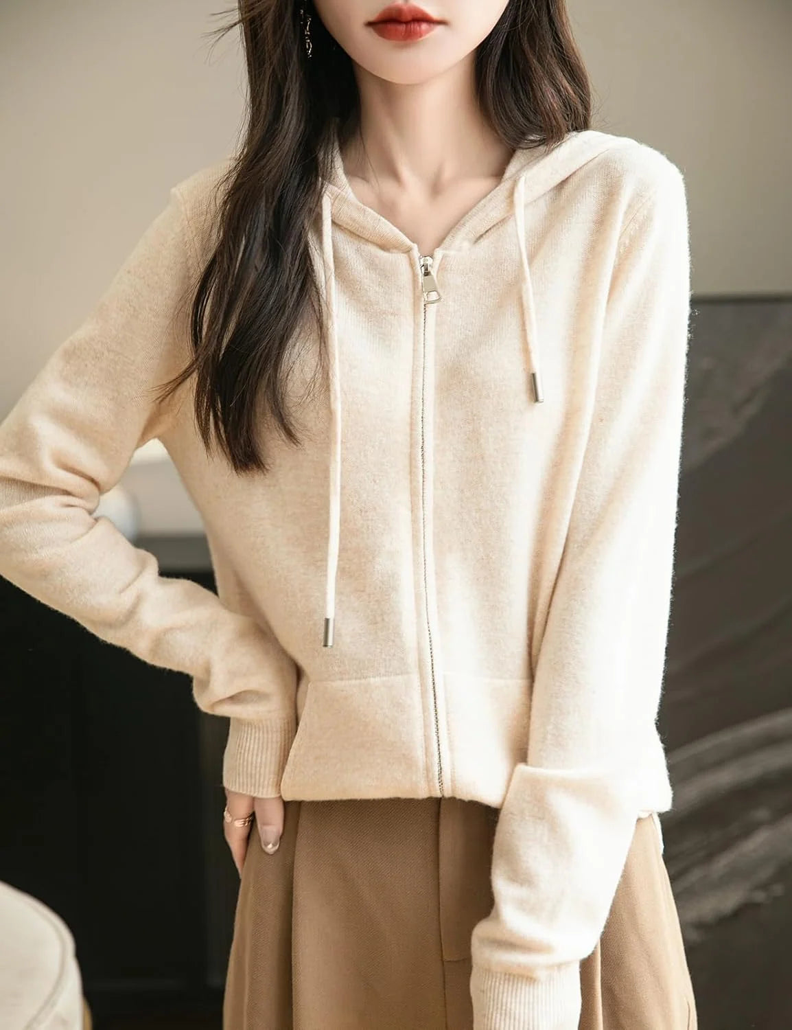 Women's Cozy Hooded Zip-Up Cardigan
