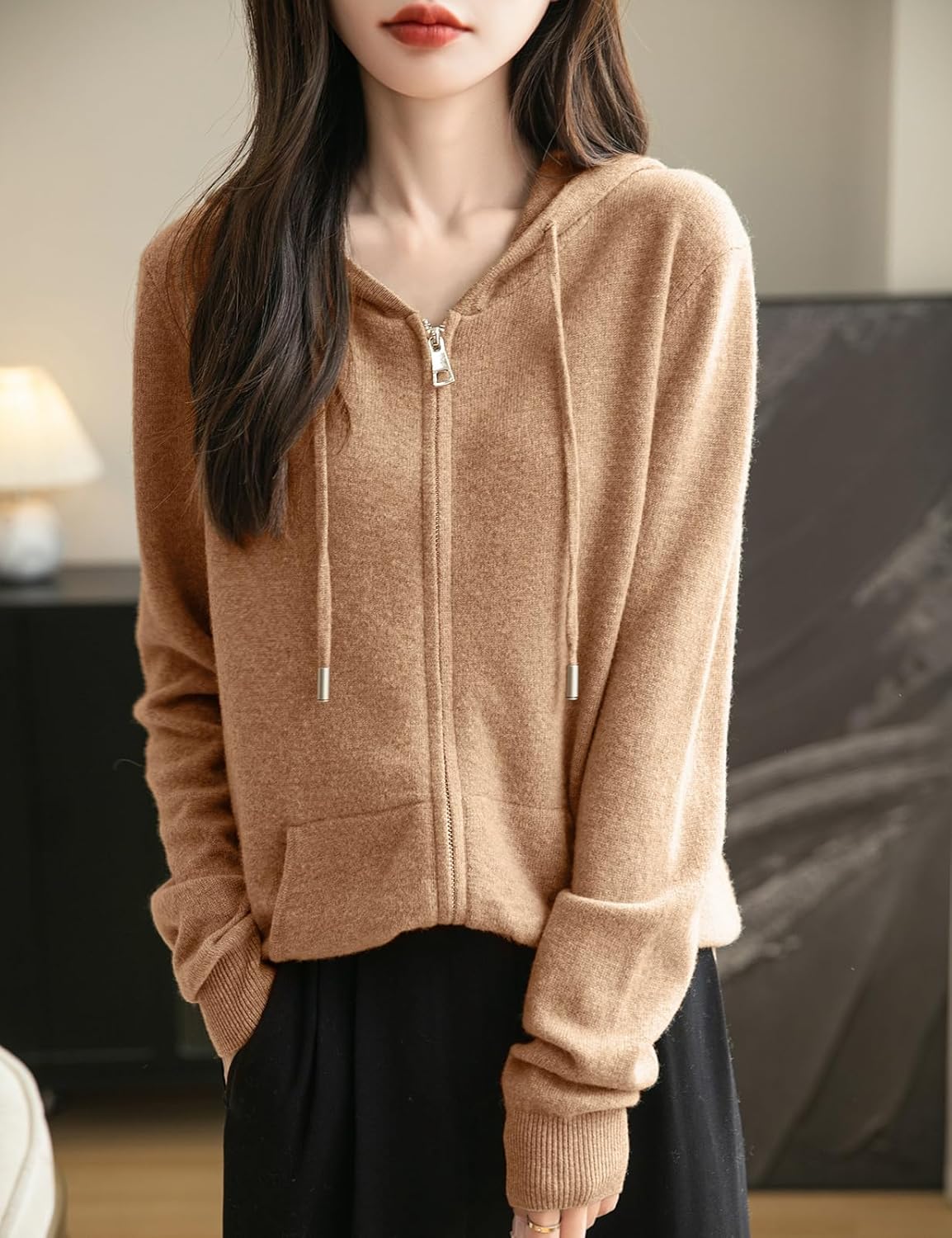 Women's Cozy Hooded Zip-Up Cardigan