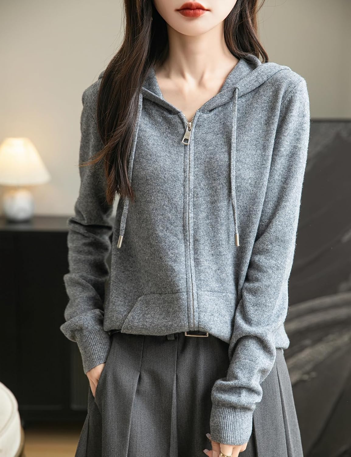 Women's Cozy Hooded Zip-Up Cardigan