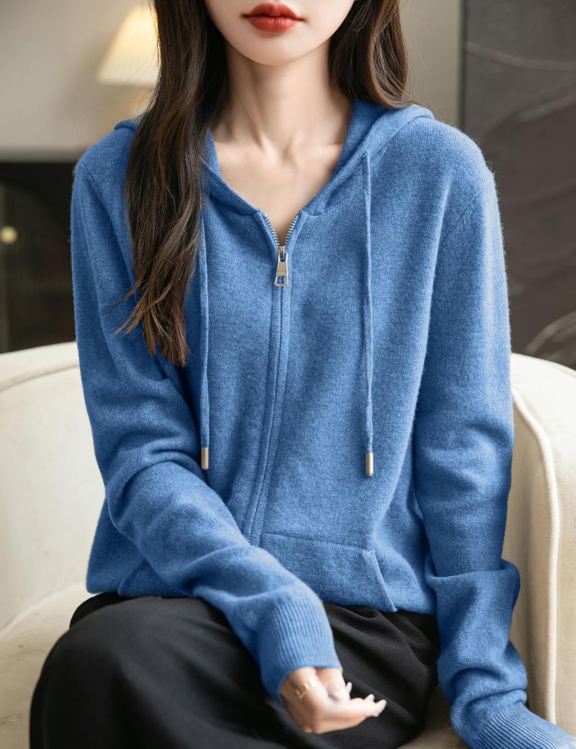 Women's Cozy Hooded Zip-Up Cardigan