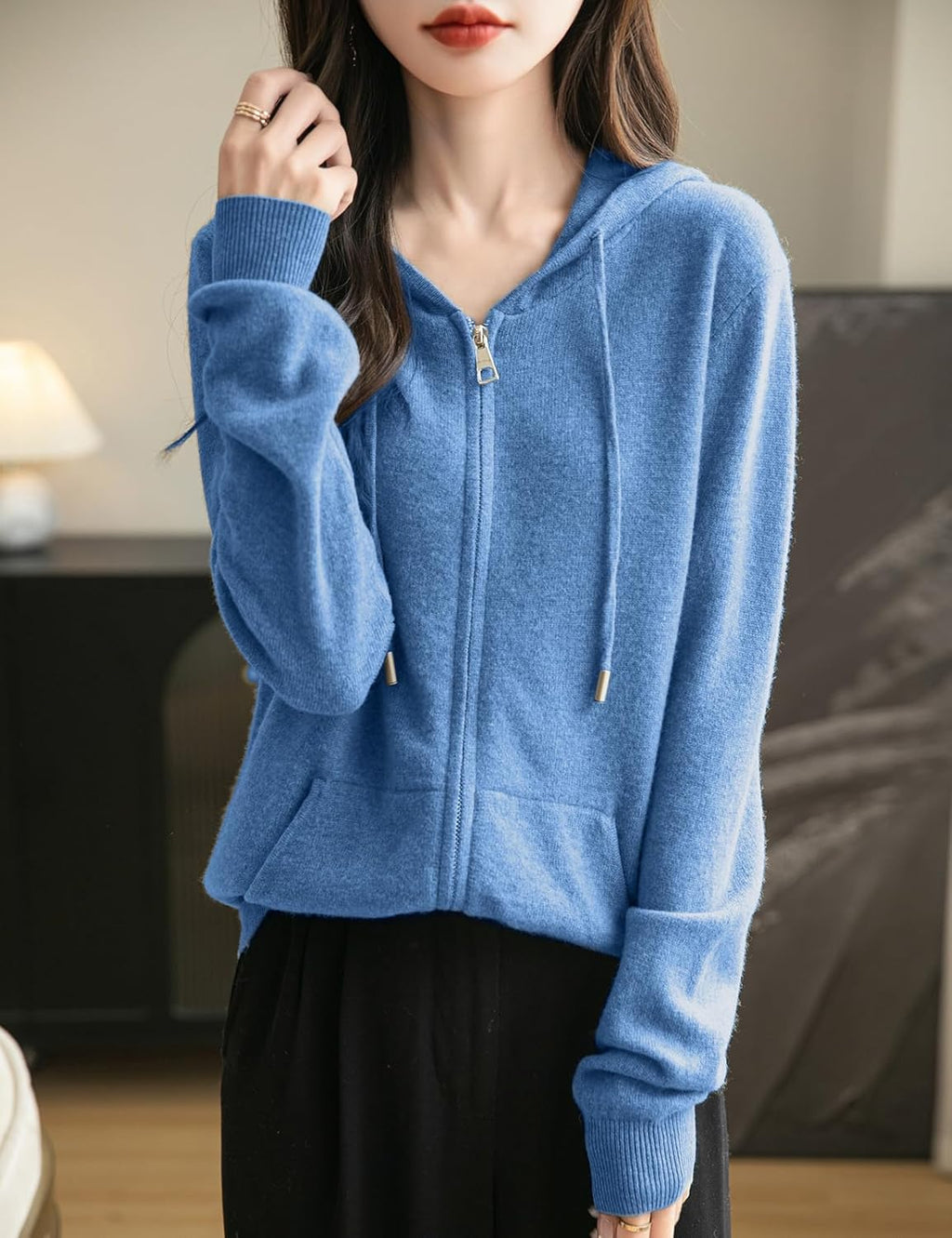 Women's Cozy Hooded Zip-Up Cardigan