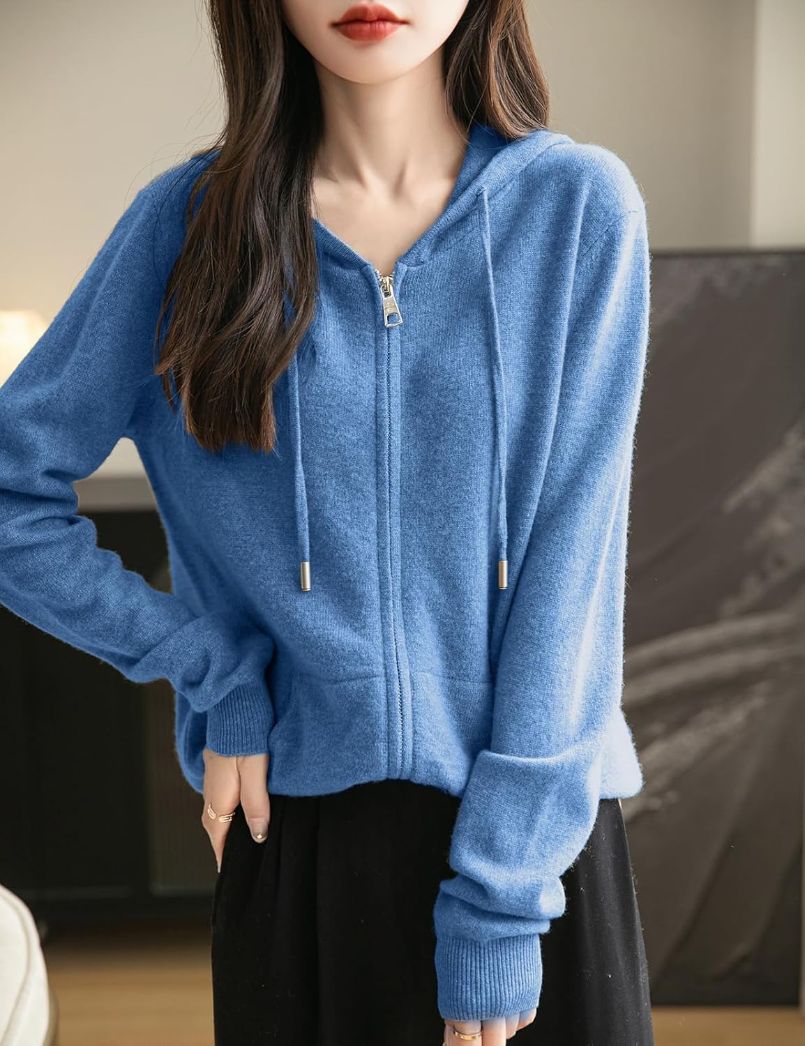 Women's Cozy Hooded Zip-Up Cardigan