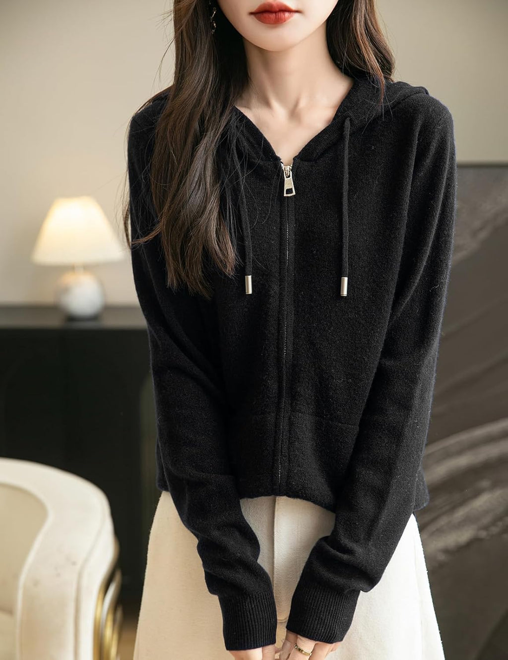 Women's Cozy Hooded Zip-Up Cardigan