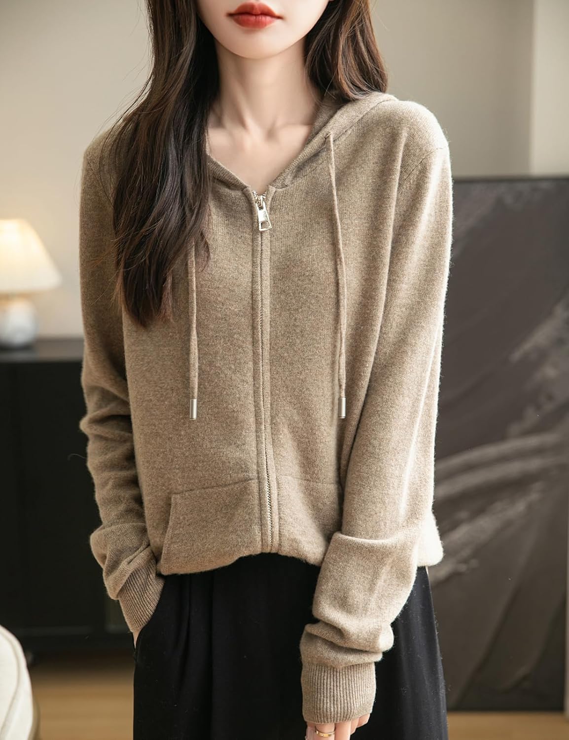 Women's Cozy Hooded Zip-Up Cardigan