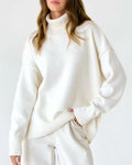 Women's Cozy Oversized Roll Neck Ribbed Jumper