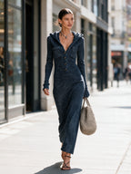 Women's Cozy Slim Fit Hooded Long Sleeve Maxi Dress
