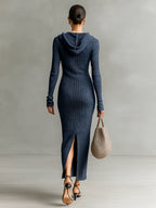 Women's Cozy Slim Fit Hooded Long Sleeve Maxi Dress