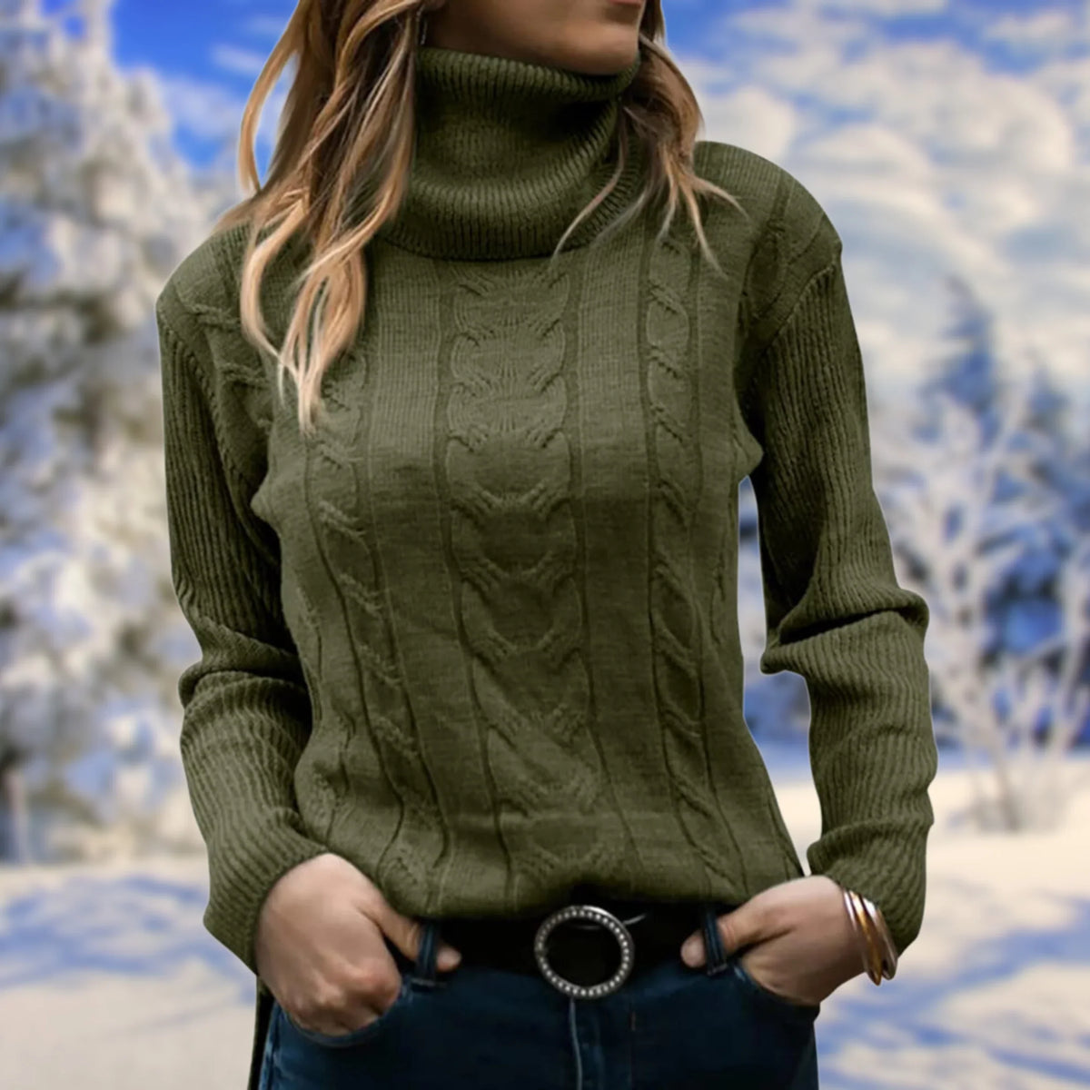 Women's Fitted Lightweight Roll Neck Jumper