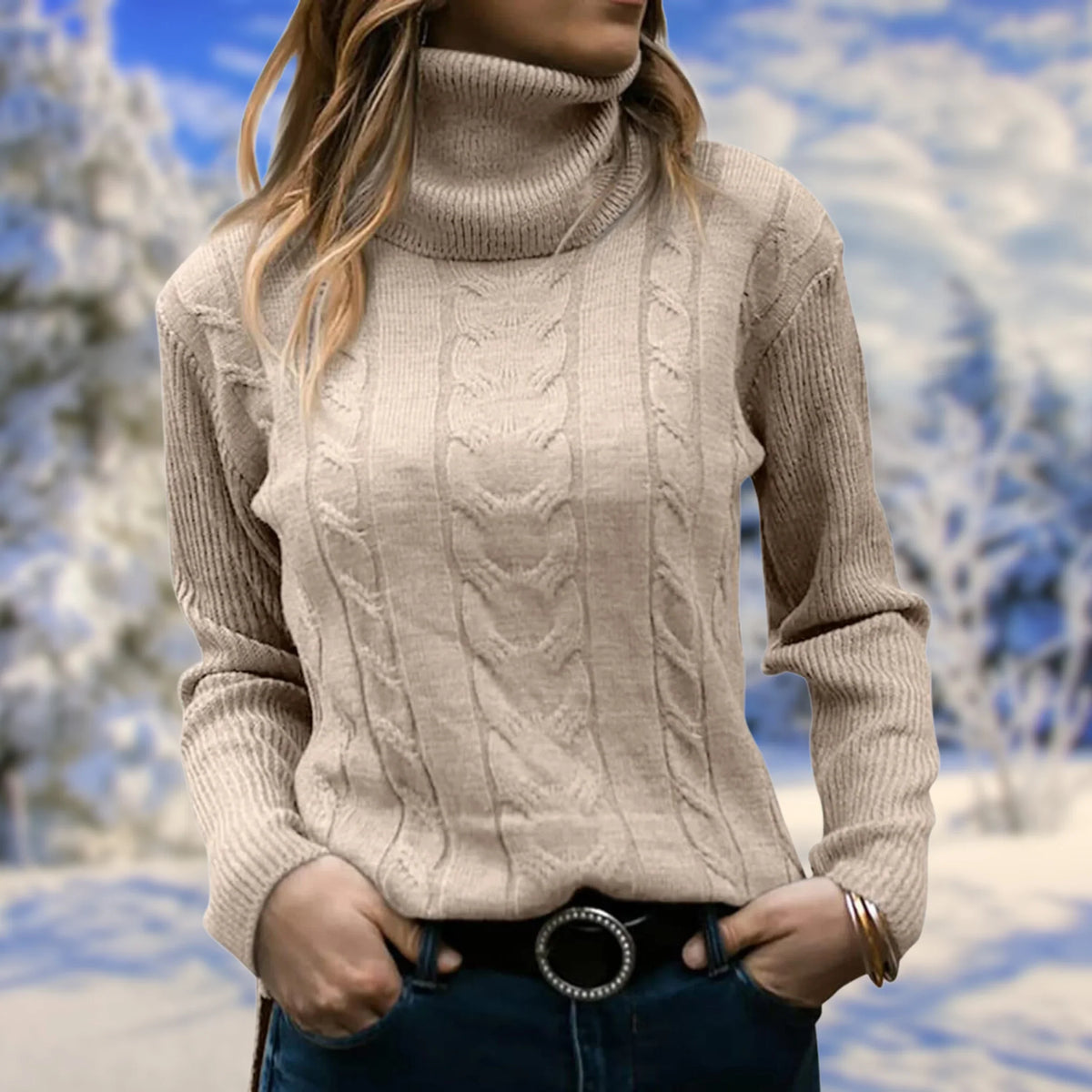 Women's Fitted Lightweight Roll Neck Jumper