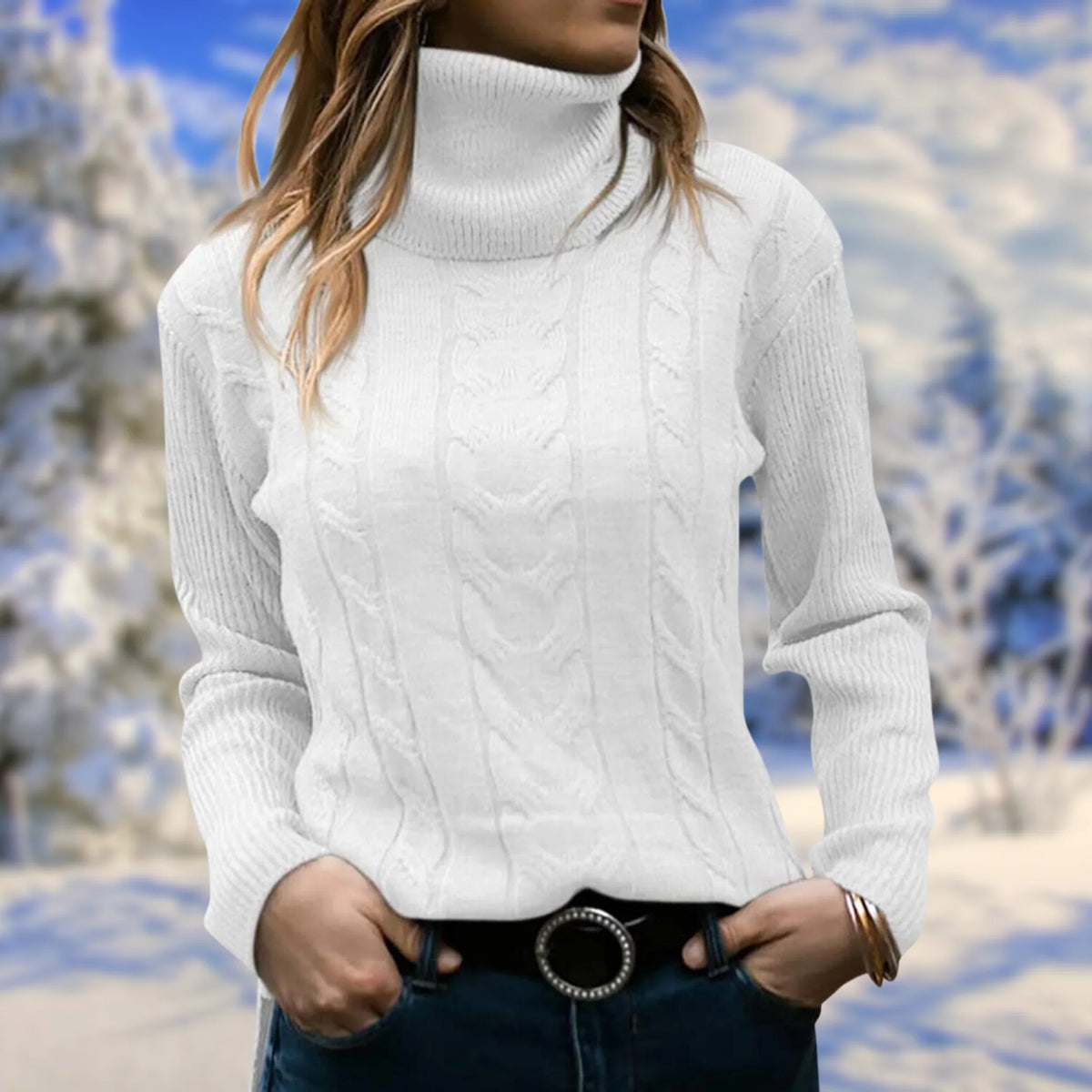 Women's Fitted Lightweight Roll Neck Jumper