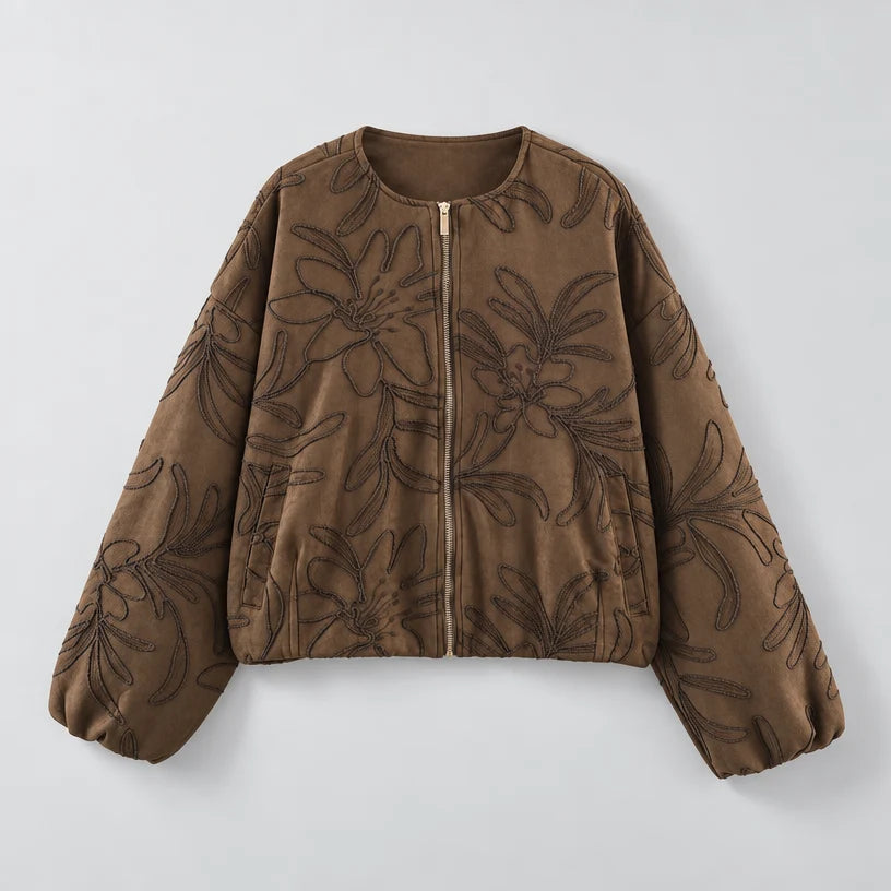Women's Floral Cropped Regular Fit Jacket