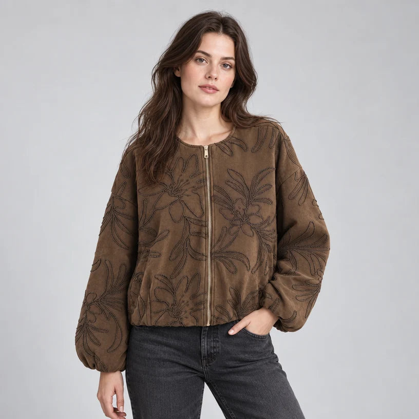 Women's Floral Cropped Regular Fit Jacket