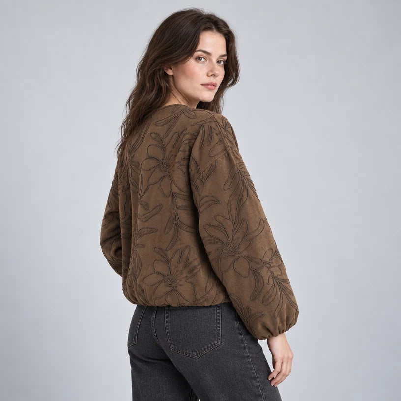 Women's Floral Cropped Regular Fit Jacket