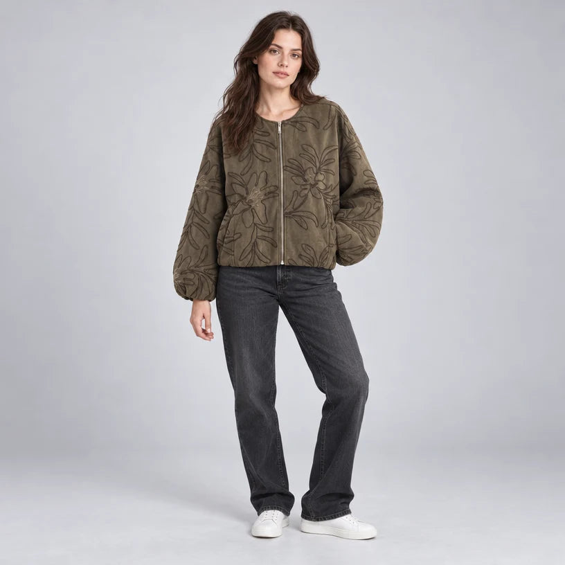 Women's Floral Cropped Regular Fit Jacket