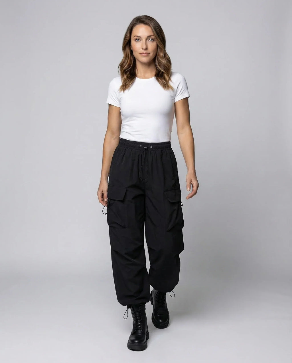 Women's Relaxed Fit Drawstring Cargo Trousers