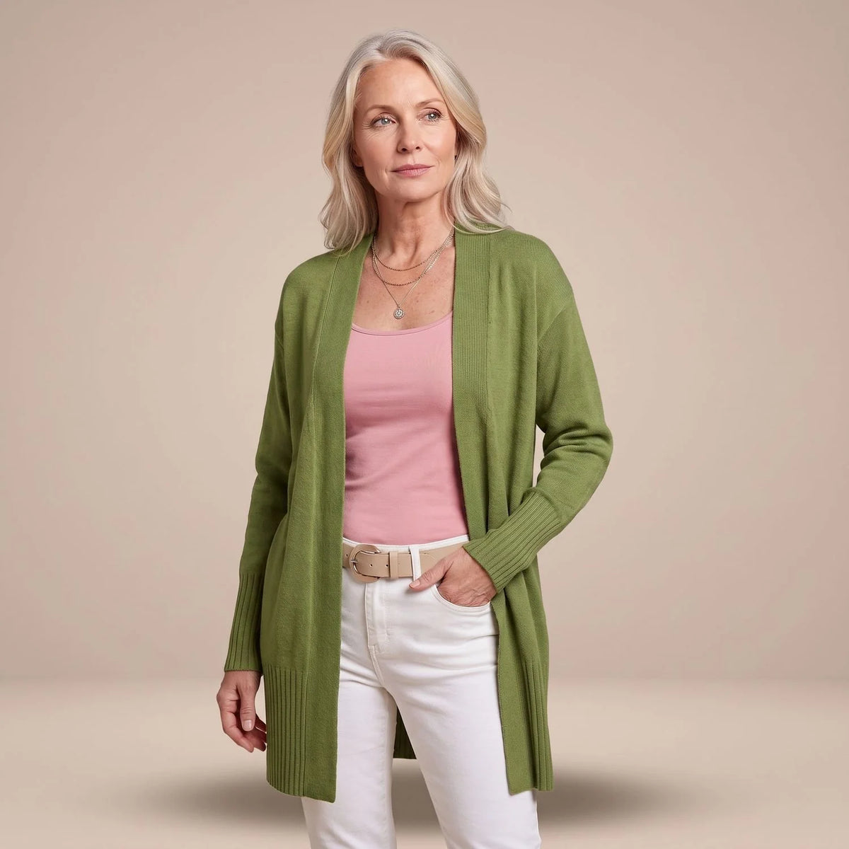 Women's Relaxed Fit V-Neck Longline Cardigan