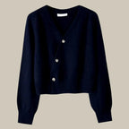Women's Relaxed V-Neck Cropped Cardigan