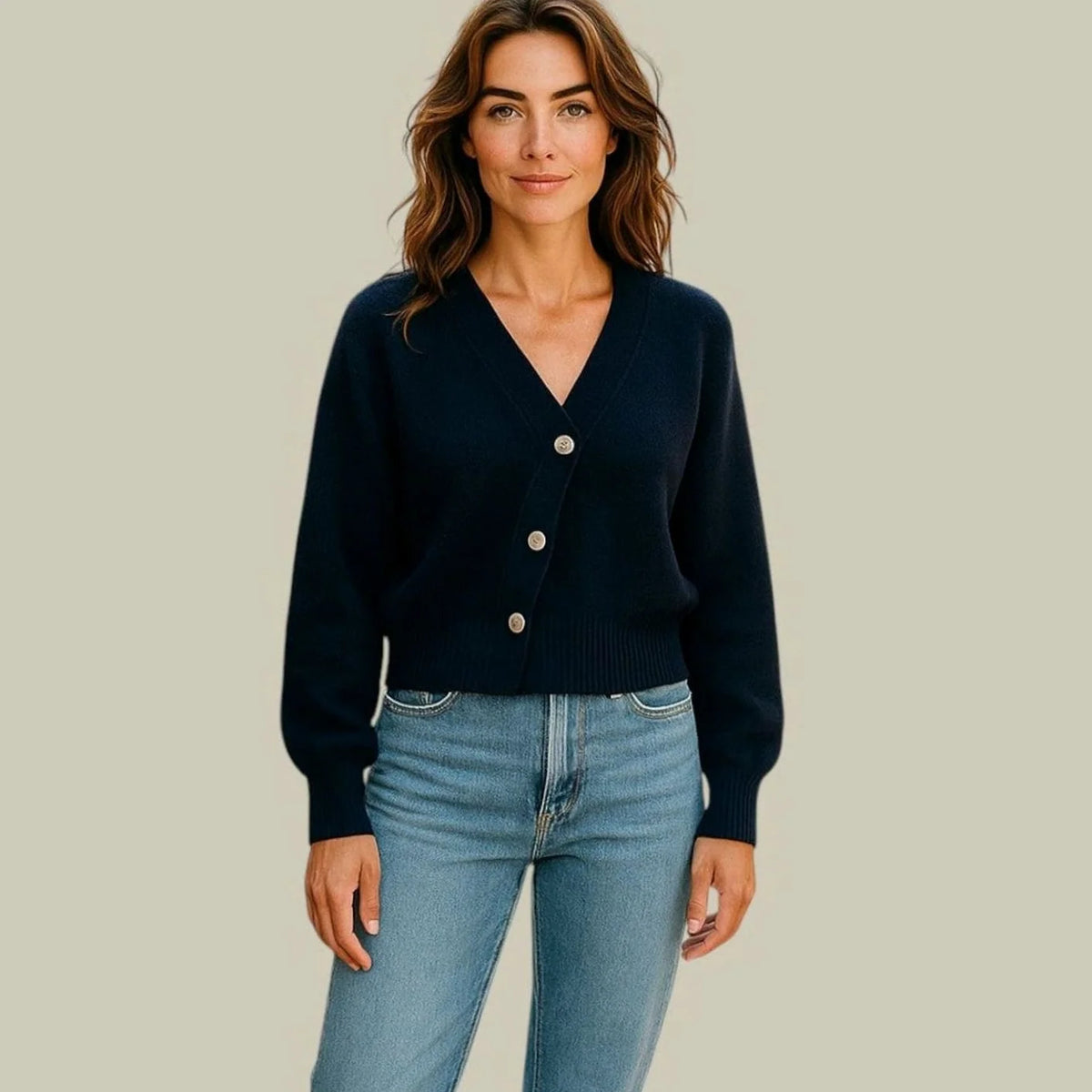 Women's Relaxed V-Neck Cropped Cardigan