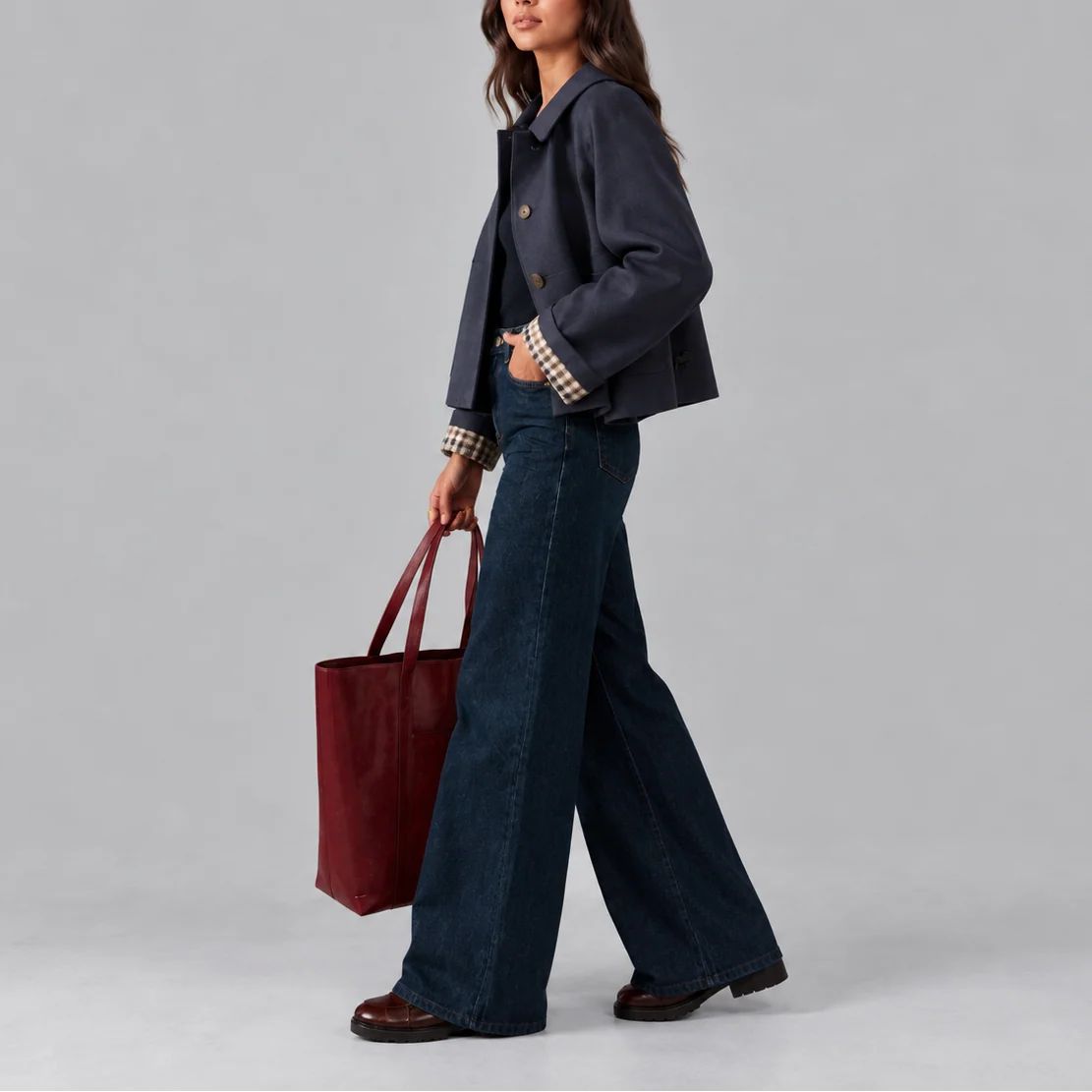 Women's Structured Cropped Plaid Jacket
