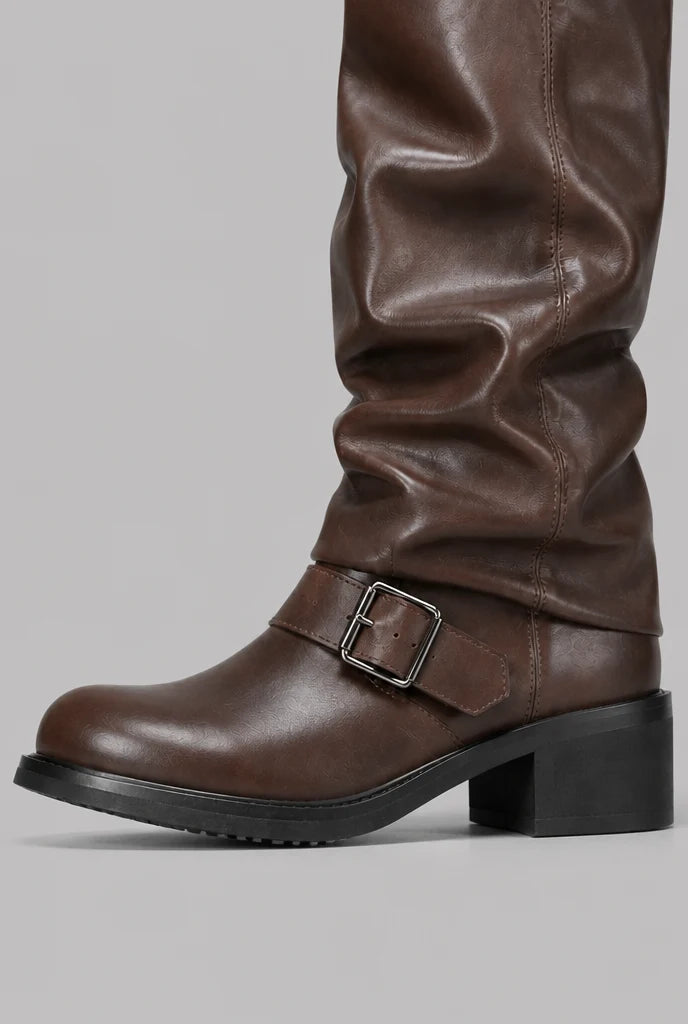 Women's Stylish Buckled Knee-High Boots