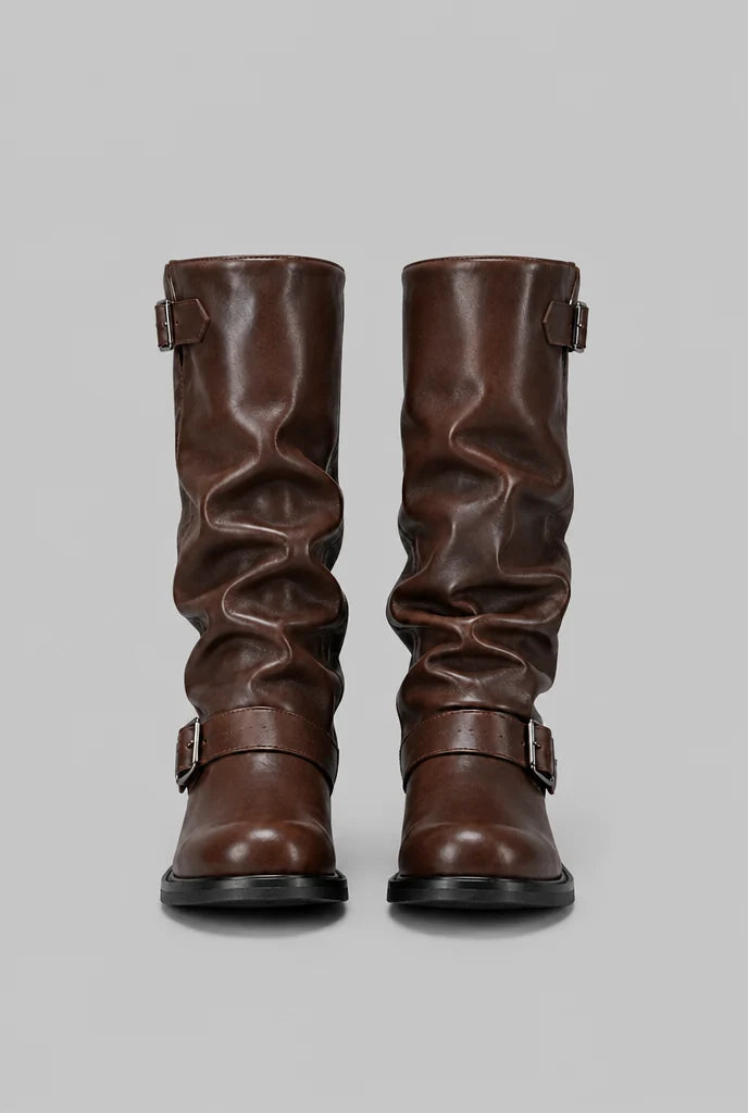 Women's Stylish Buckled Knee-High Boots