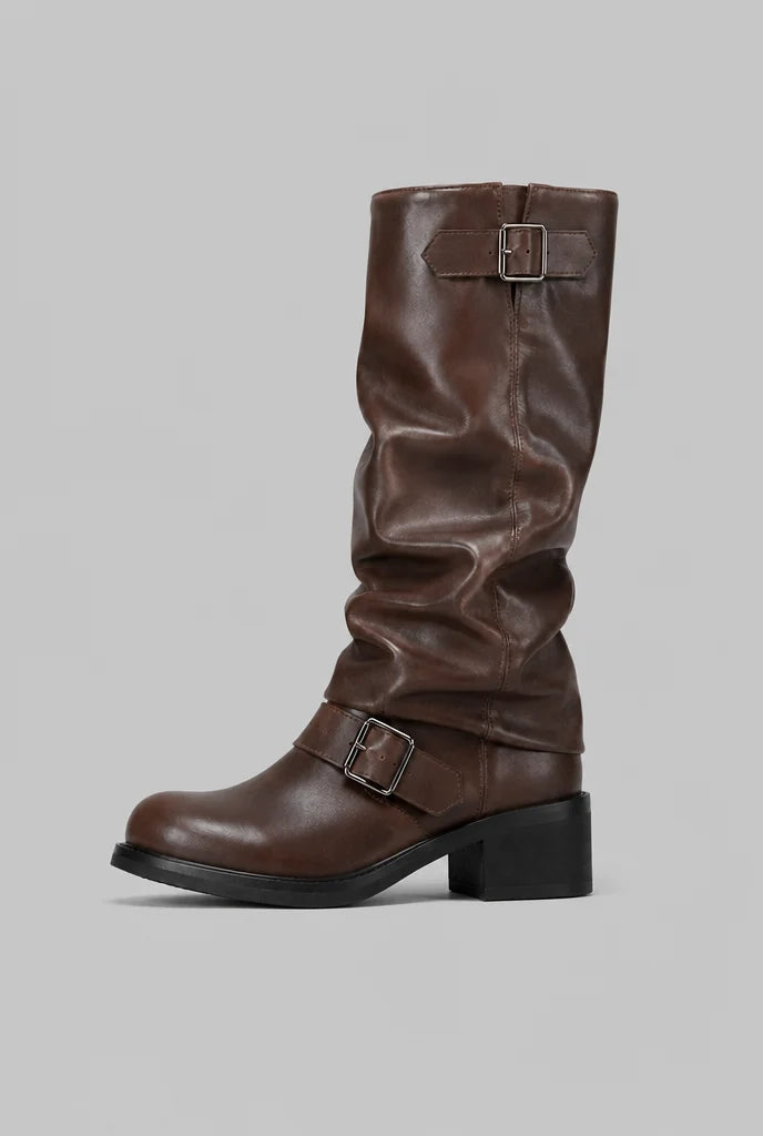 Women's Stylish Buckled Knee-High Boots