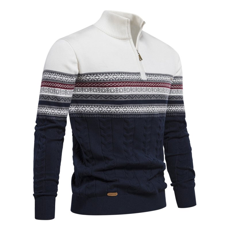 Men's Fair Isle Cable Knit Half-Zip Christmas Jumper