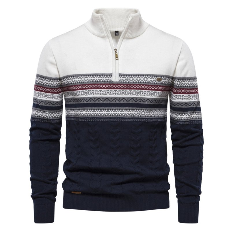 Men's Fair Isle Cable Knit Half-Zip Christmas Jumper