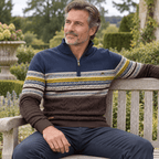 Men's Fair Isle Cable Knit Half-Zip Christmas Jumper