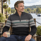 Men's Fair Isle Cable Knit Half-Zip Christmas Jumper