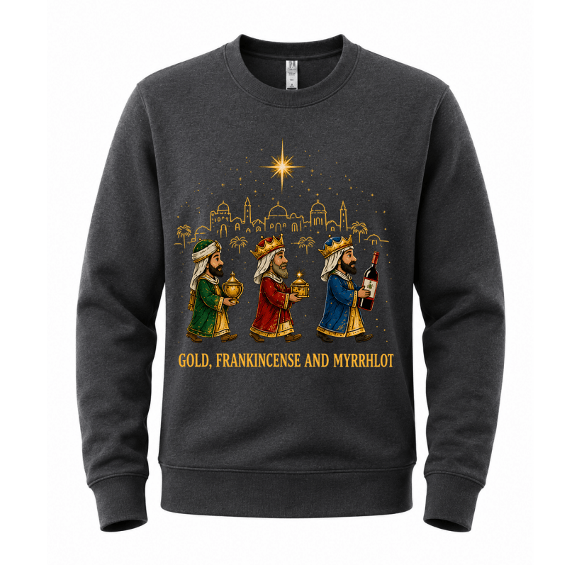 Men's Funny Wise Men Christmas Jumper in Gray