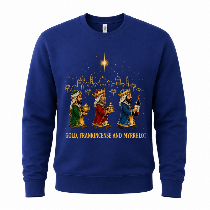 Men's Funny Wise Men Christmas Jumper in Blue