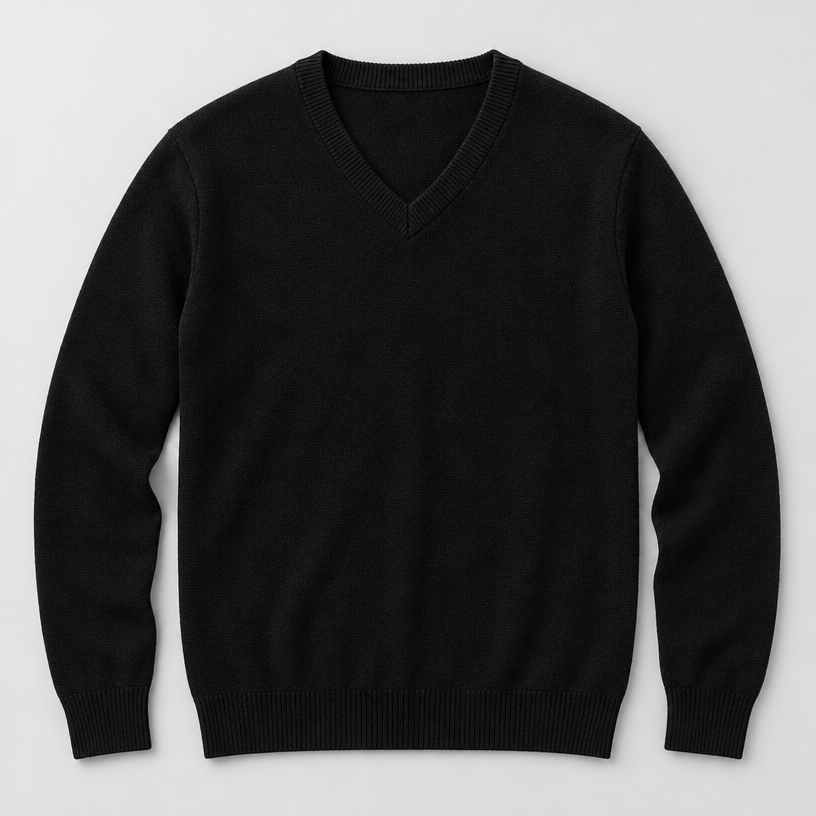 Men's Merino Wool V-Neck Pullover — Black